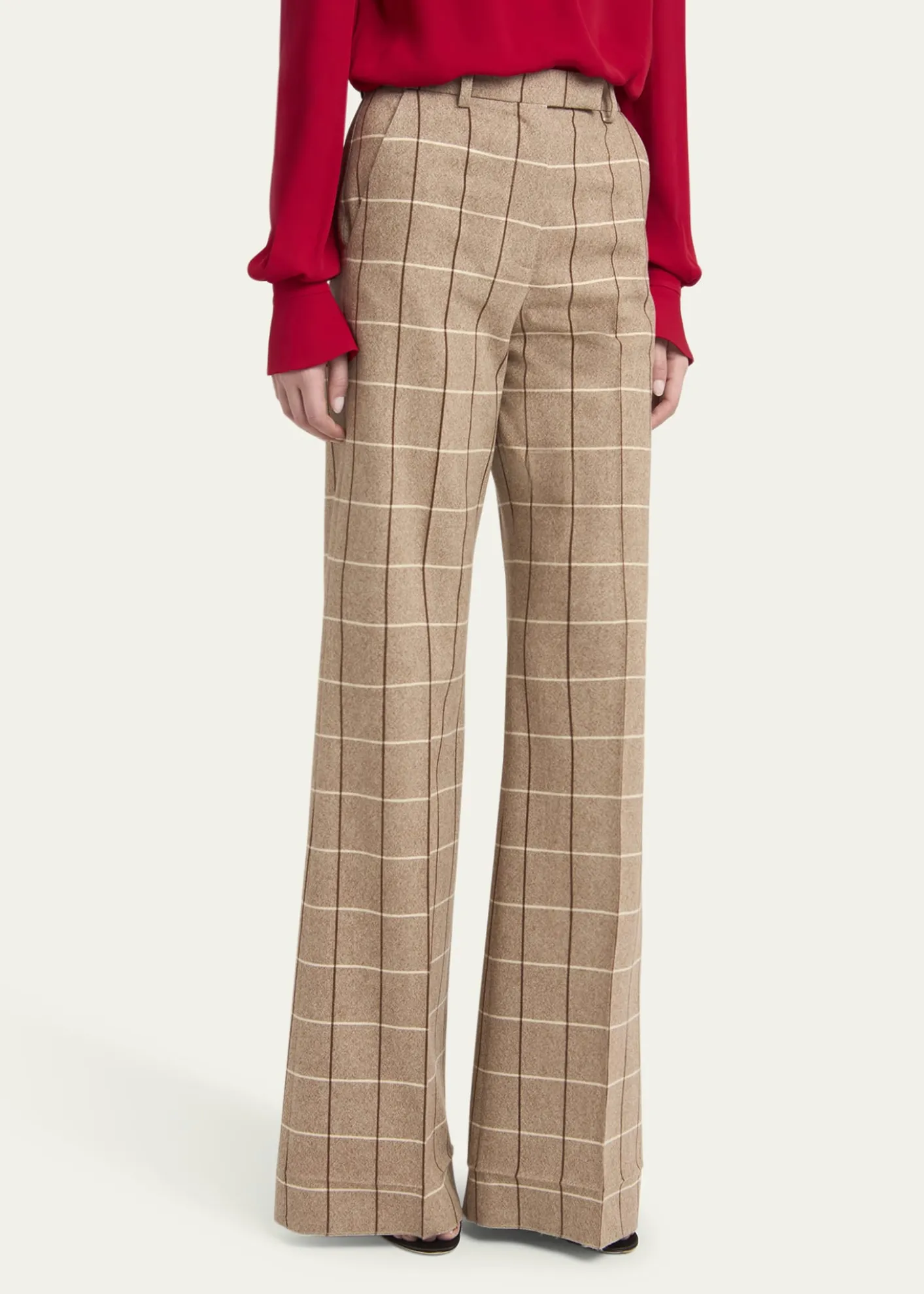 Valentino GaravaniCheck Wool Wide-Leg Pants