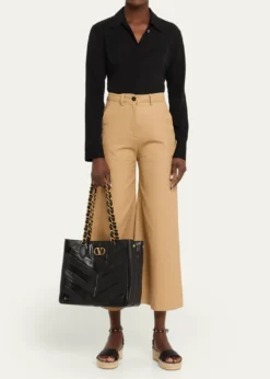 Valentino GaravaniChevron Patchwork Nappa Leather Tote Bag