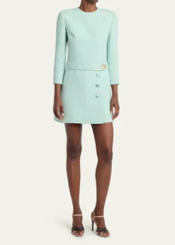 Valentino GaravaniCrepe Couture Belted VLogo Mini Dress