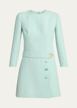 Valentino GaravaniCrepe Couture Belted VLogo Mini Dress