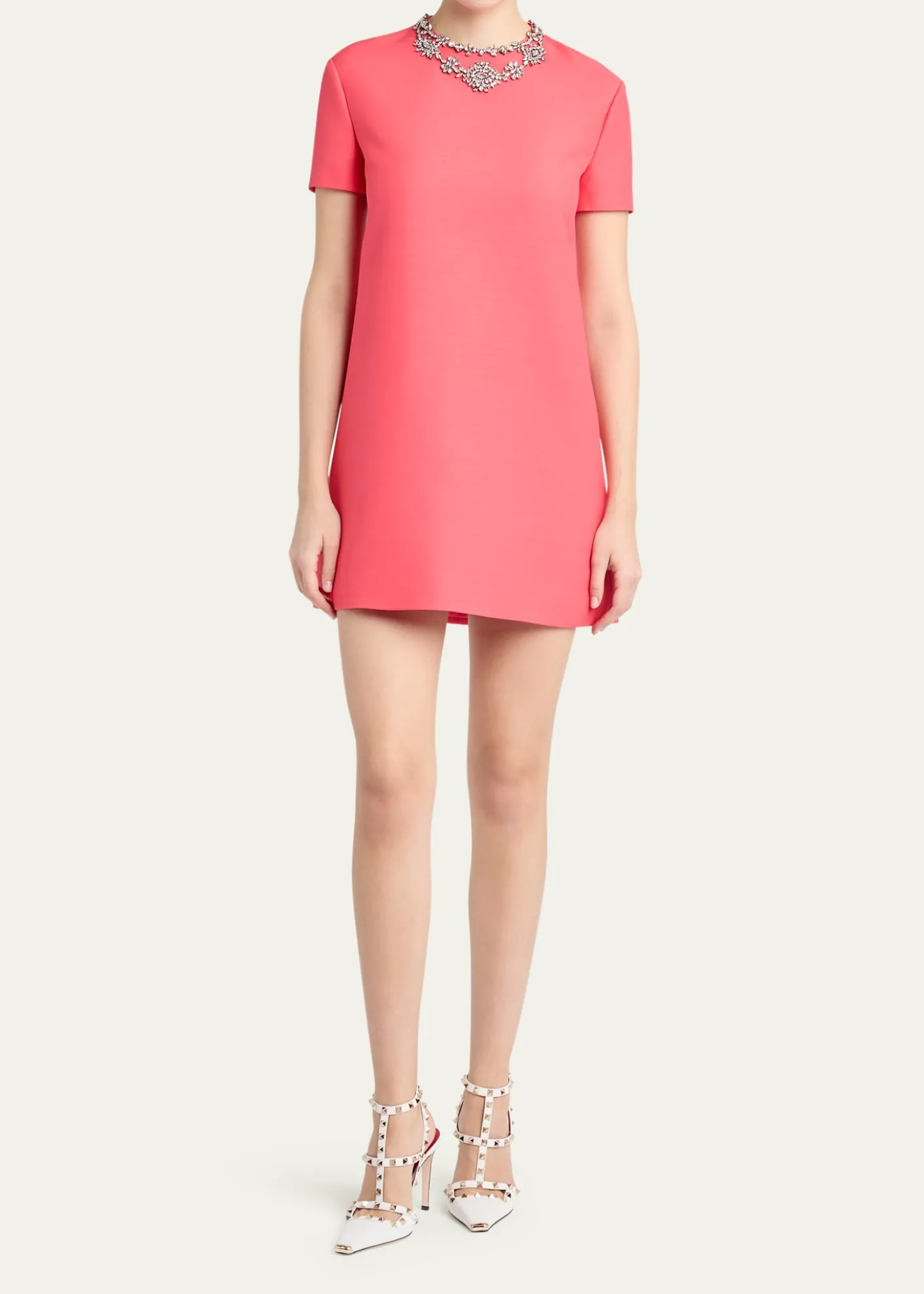 Valentino GaravaniCrystal Embroidered Wool-Silk Mini Dress
