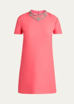 Valentino GaravaniCrystal Embroidered Wool-Silk Mini Dress