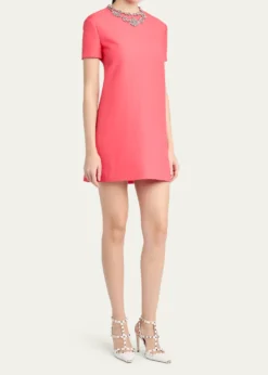 Valentino GaravaniCrystal Embroidered Wool-Silk Mini Dress