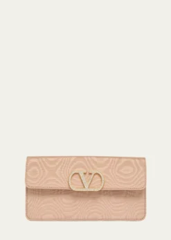 Valentino GaravaniCrystal VLogo Moire Clutch Bag