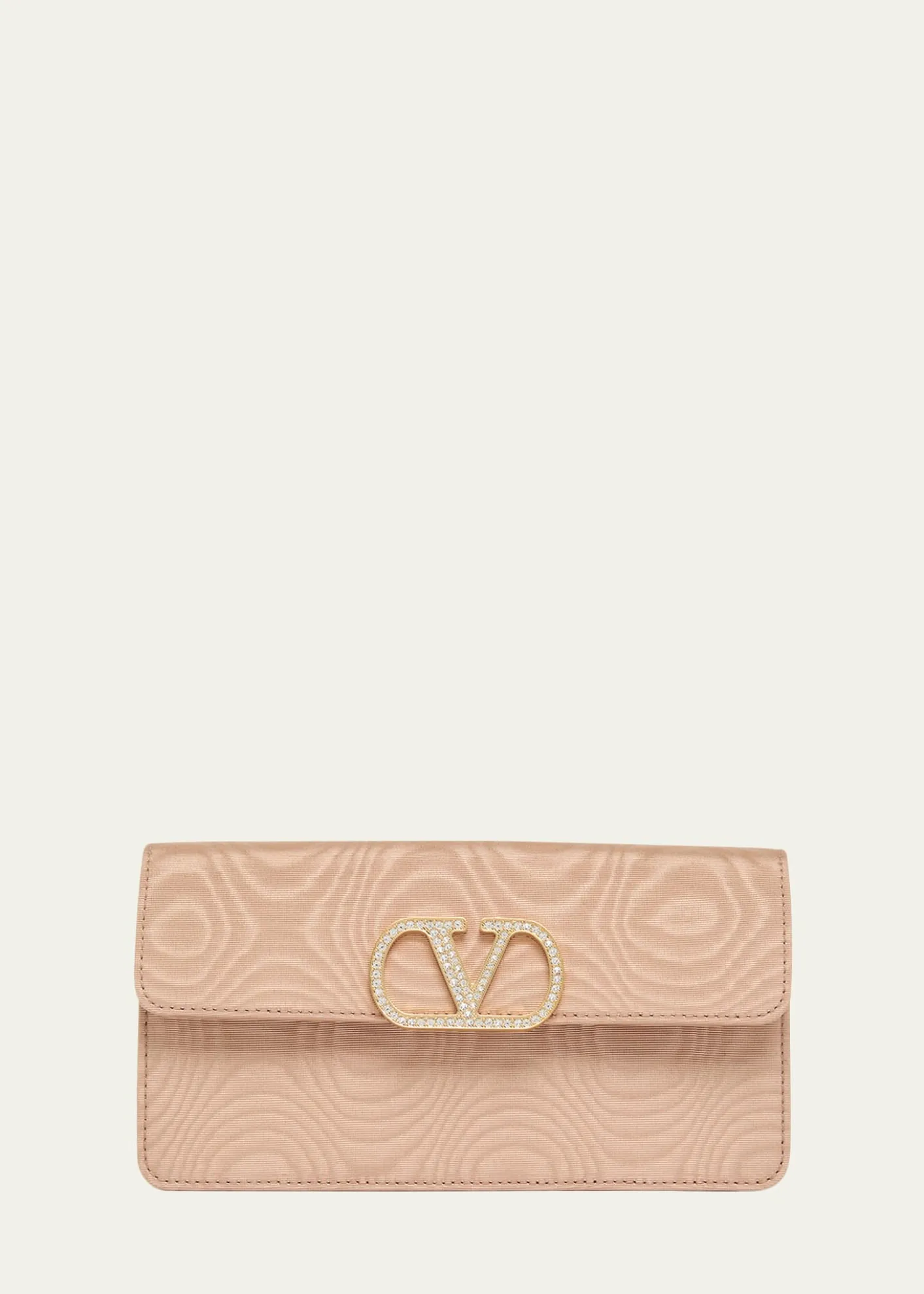 Valentino GaravaniCrystal VLogo Moire Clutch Bag