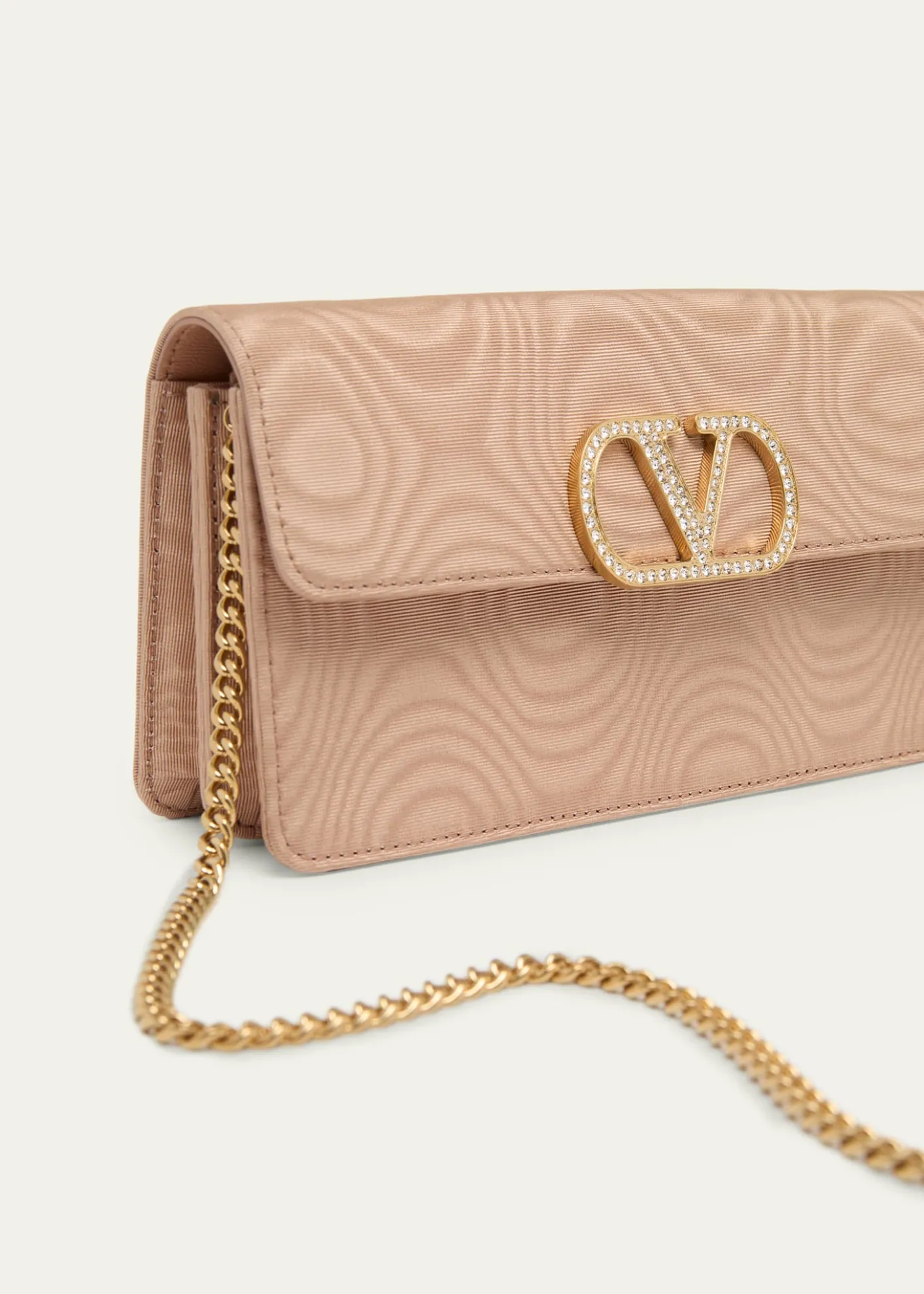 Valentino GaravaniCrystal VLogo Moire Clutch Bag