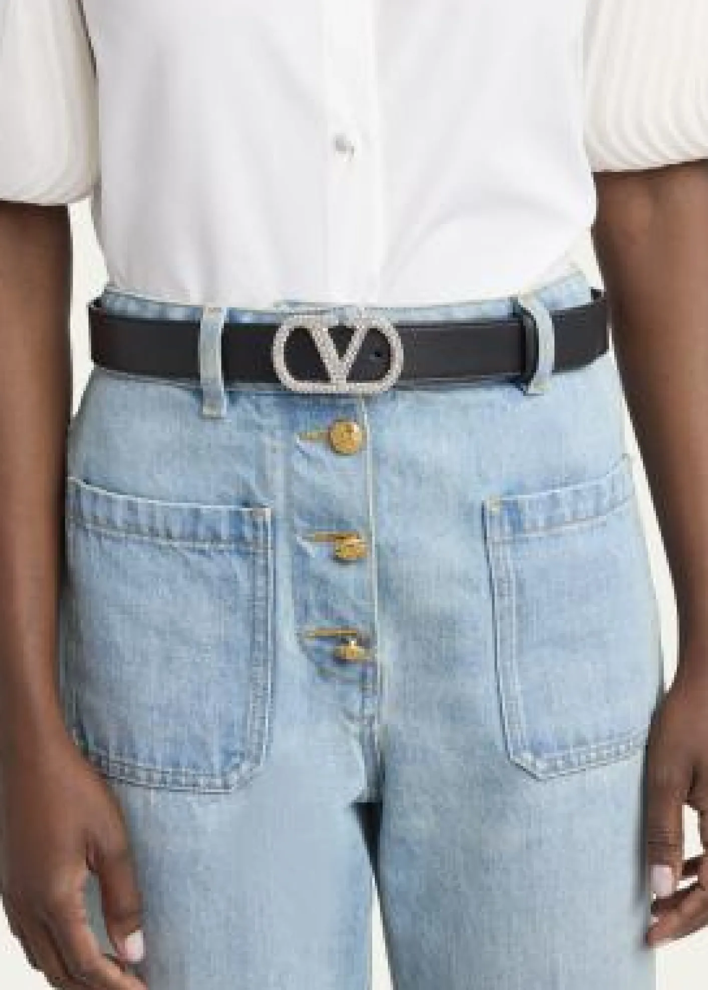 Valentino GaravaniCrystal VLogo Leather Belt, 30mm