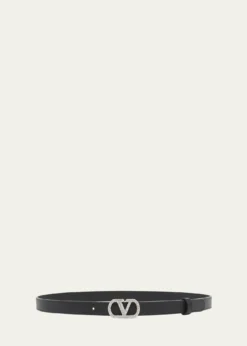 Valentino GaravaniCrystal VLogo Leather Belt, 20mm