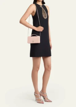 Valentino GaravaniCrystal VLogo Satin Top-Handle Bag