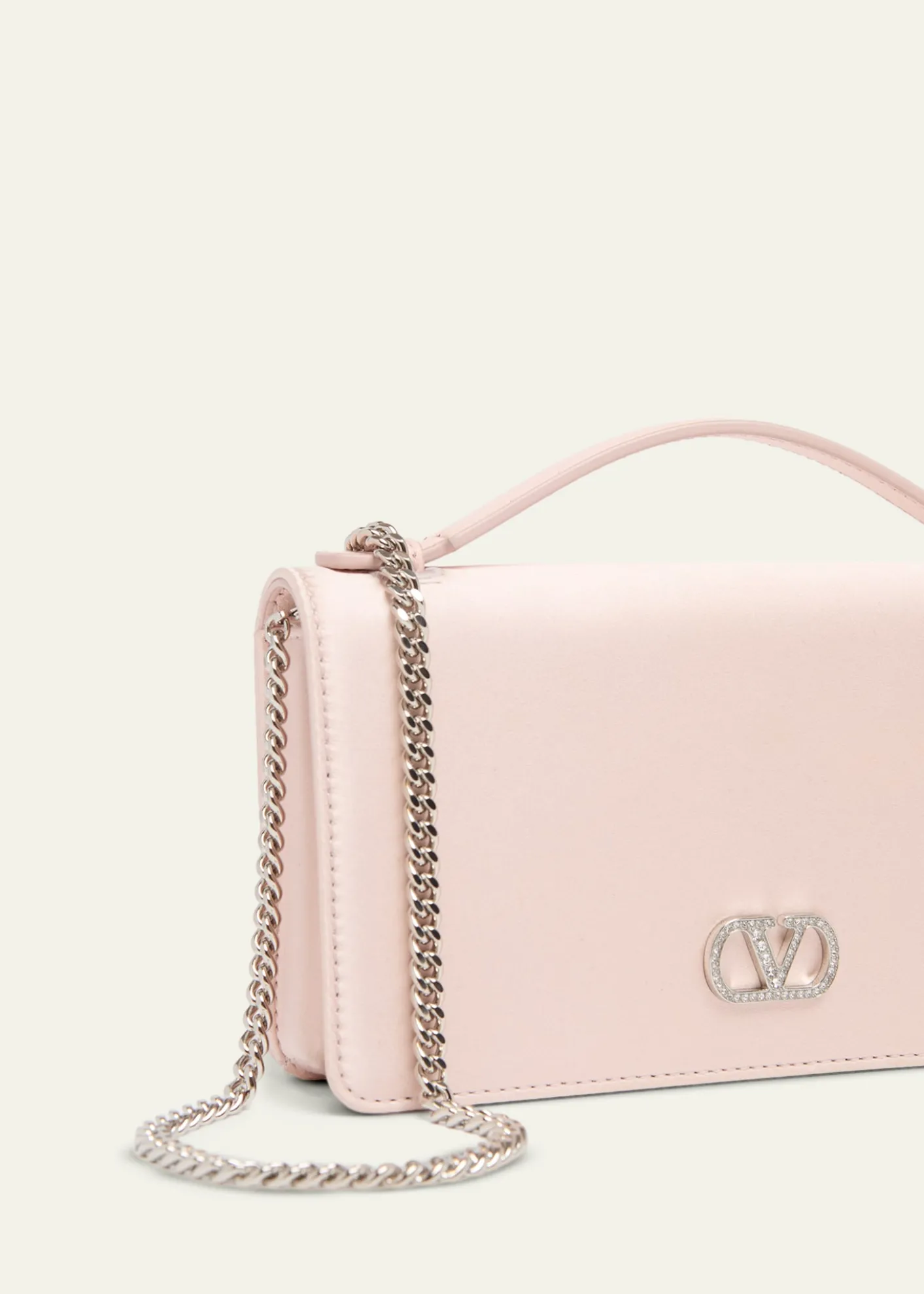 Valentino GaravaniCrystal VLogo Satin Top-Handle Bag