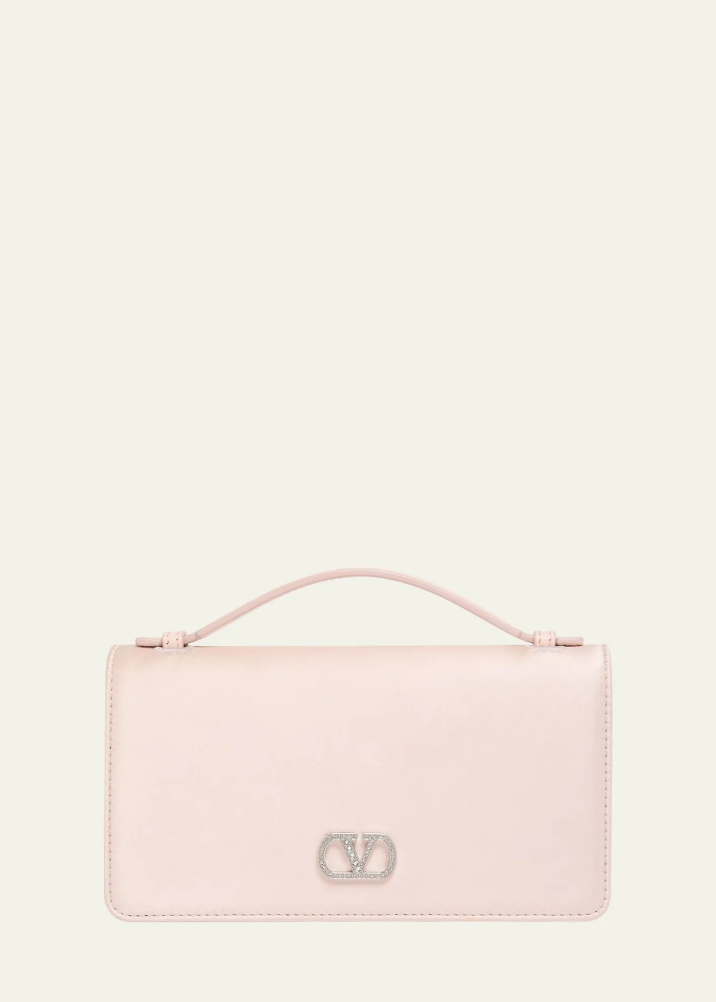Valentino GaravaniCrystal VLogo Satin Top-Handle Bag