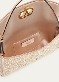 Valentino GaravaniDevain Pearly-Embellished Satin Top-Handle Bag