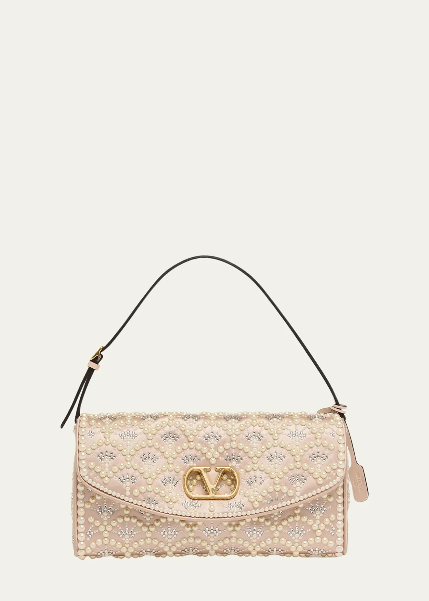 Valentino GaravaniDevain Pearly-Embellished Satin Top-Handle Bag
