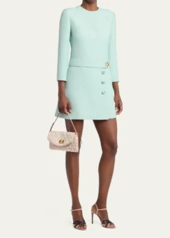 Valentino GaravaniDevain Pearly-Embellished Satin Top-Handle Bag