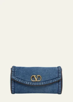 Valentino GaravaniDeVain Small Denim VLogo Shoulder Bag