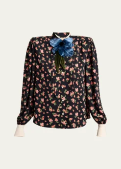 Valentino GaravaniEmbellished Floral-Print Shirt
