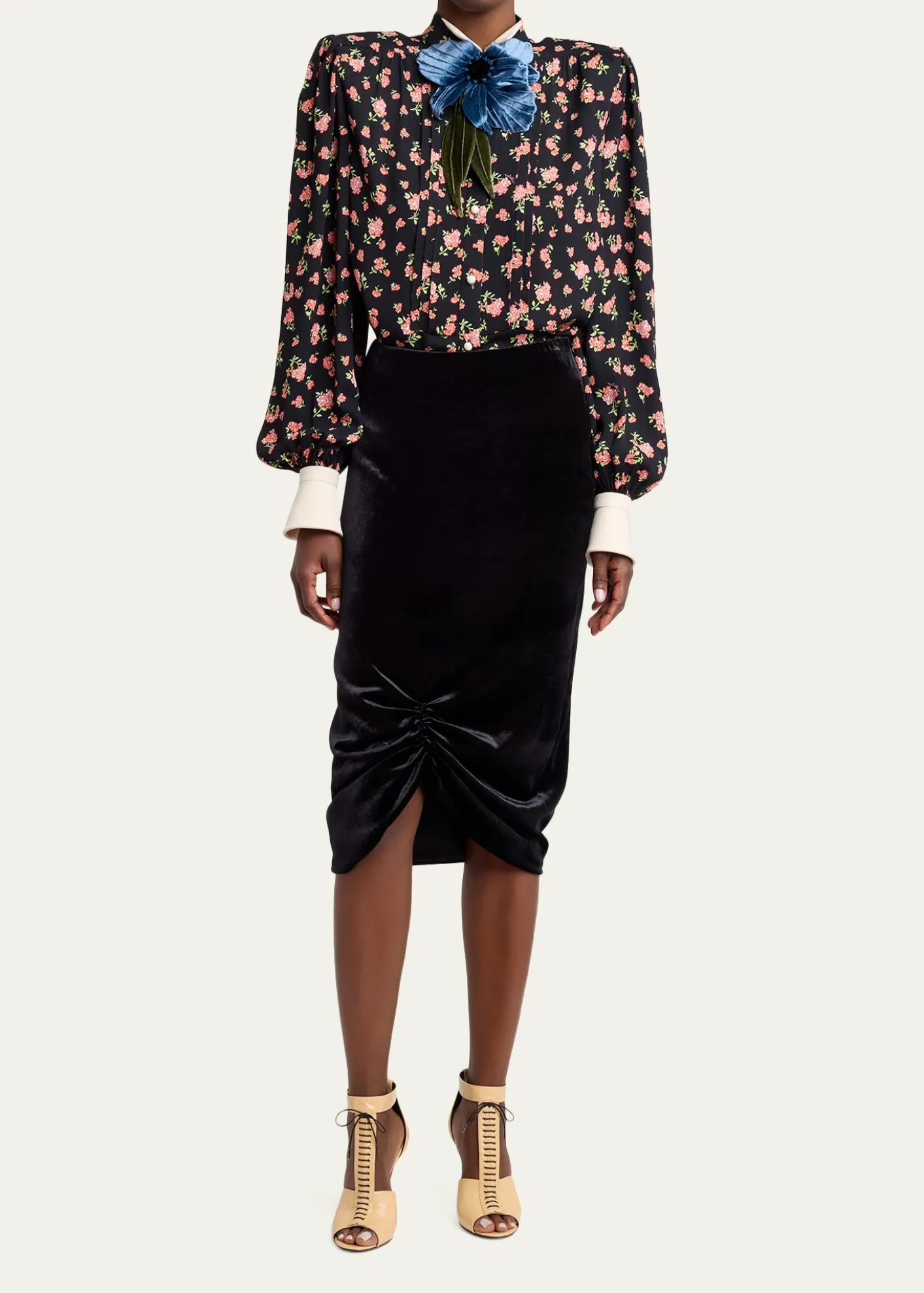 Valentino GaravaniEmbellished Floral-Print Shirt