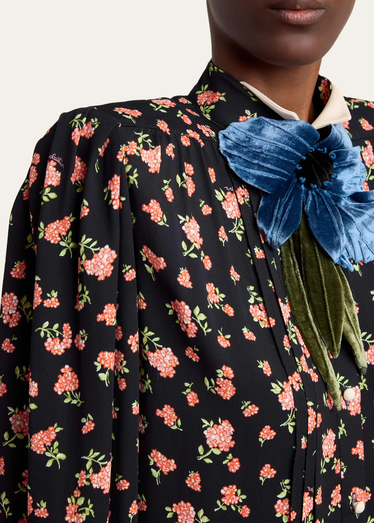 Valentino GaravaniEmbellished Floral-Print Shirt