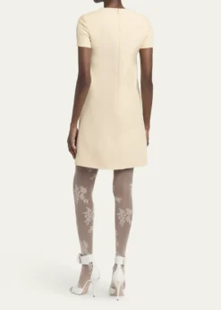 Valentino GaravaniEmbroidered Bow Satin Crepe Mini Dress