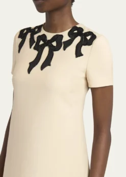 Valentino GaravaniEmbroidered Bow Satin Crepe Mini Dress