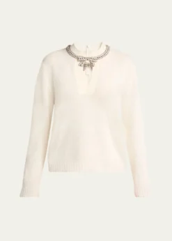Valentino GaravaniEmbroidered Bow Crewneck Sweater