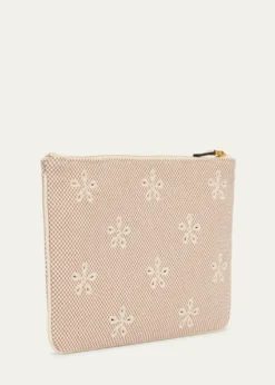 Valentino GaravaniEyelet-Embroidered Canvas Clutch Bag