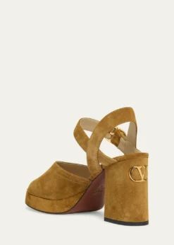 Valentino GaravaniFawcette VLogo Suede Platform Sandals