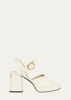 Valentino GaravaniFawcette VLogo Patent Leather Platform Sandals