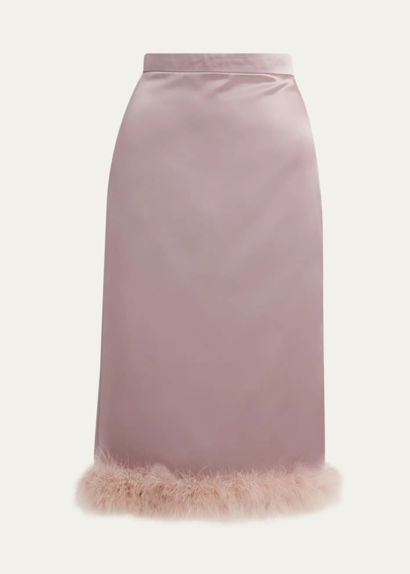 Valentino GaravaniFeather-Trim Satin Skirt