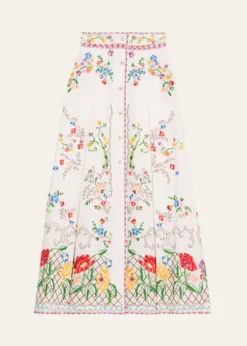 Valentino GaravaniFloral Embroidered Midi Skirt