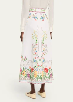 Valentino GaravaniFloral Embroidered Midi Skirt