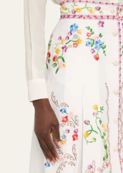 Valentino GaravaniFloral Embroidered Midi Skirt