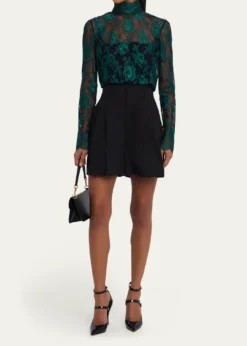 Valentino GaravaniFloral Lace High-Neck Top