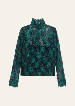 Valentino GaravaniFloral Lace High-Neck Top