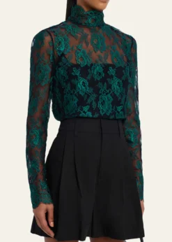 Valentino GaravaniFloral Lace High-Neck Top