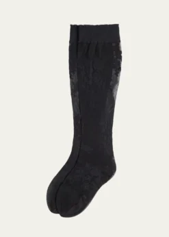 Valentino GaravaniFloral Lace Knee-High Socks