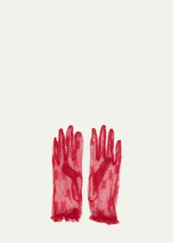 Valentino GaravaniFloral Lace Nylon Blend Gloves
