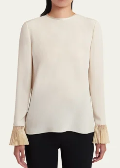 Valentino GaravaniFlutter-Cuff Matte Shirt