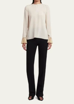 Valentino GaravaniFlutter-Cuff Matte Shirt