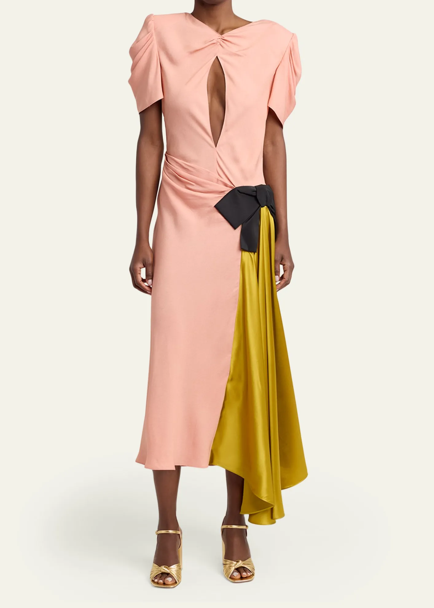 Valentino GaravaniGathered Colorblock Midi Dress