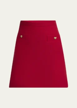 Valentino GaravaniHeart Button Crepe Couture Mini Skirt