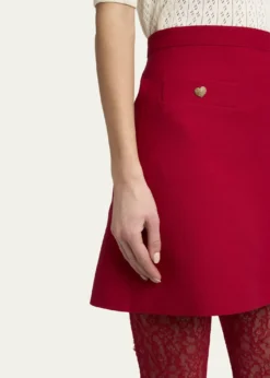 Valentino GaravaniHeart Button Crepe Couture Mini Skirt