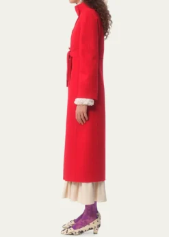 Valentino GaravaniHigh-Neck Double-Breast Belted Wool Cashmere Coat