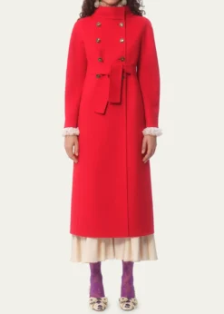 Valentino GaravaniHigh-Neck Double-Breast Belted Wool Cashmere Coat