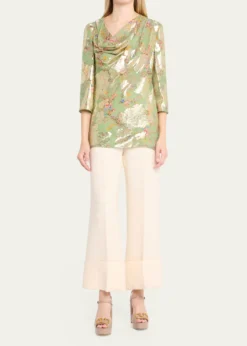 Valentino GaravaniHigh-Rise Satin Straight-Leg Trousers