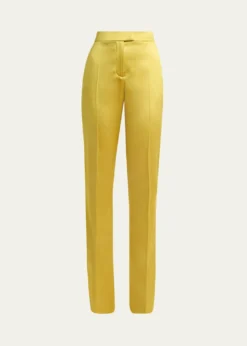 Valentino GaravaniHigh-Rise Satin Straight-Leg Trousers