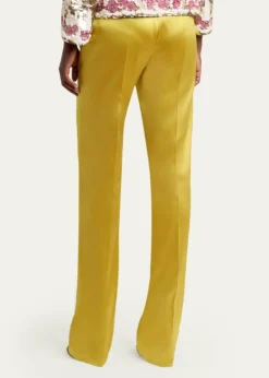 Valentino GaravaniHigh-Rise Satin Straight-Leg Trousers