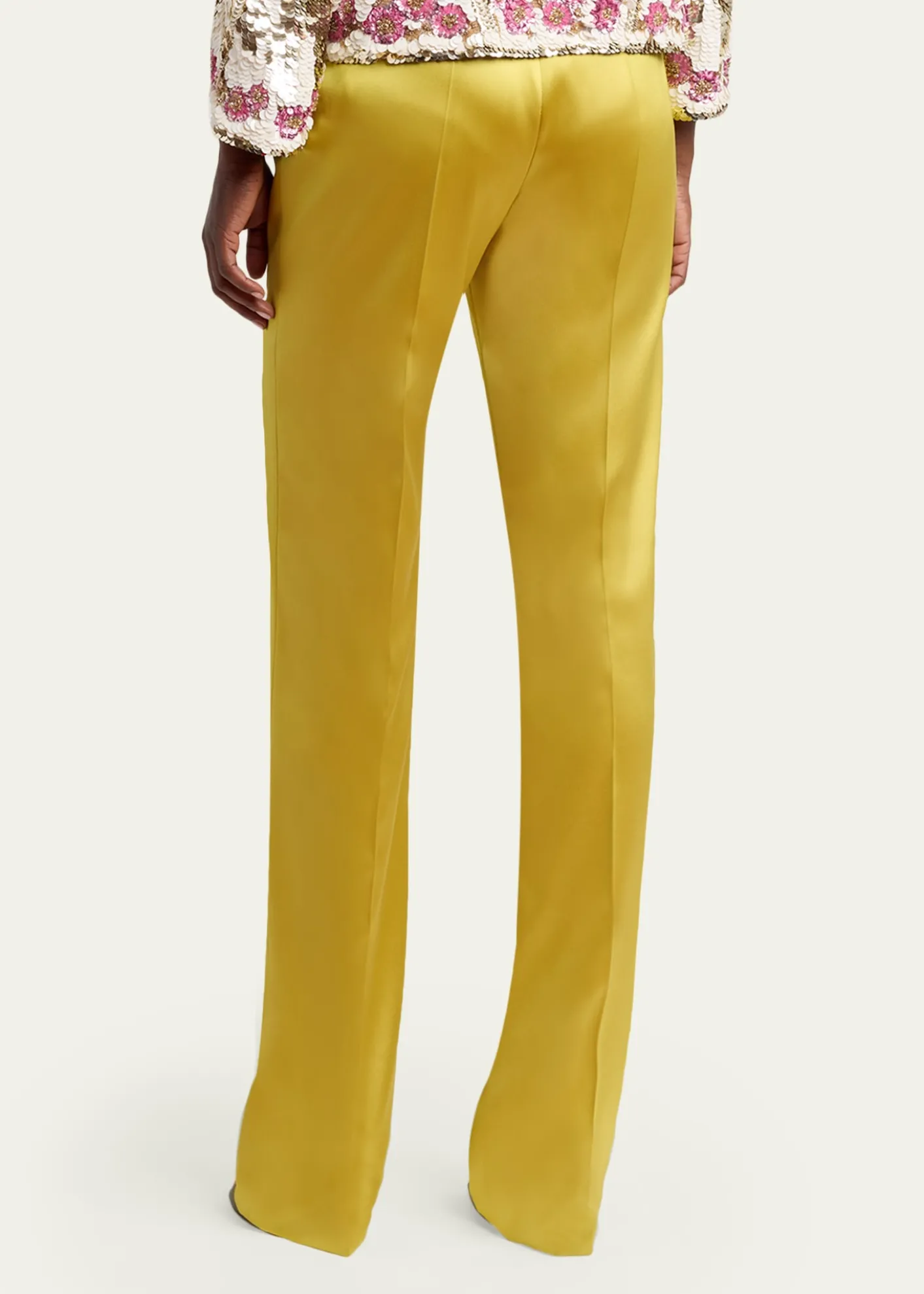 Valentino GaravaniHigh-Rise Satin Straight-Leg Trousers