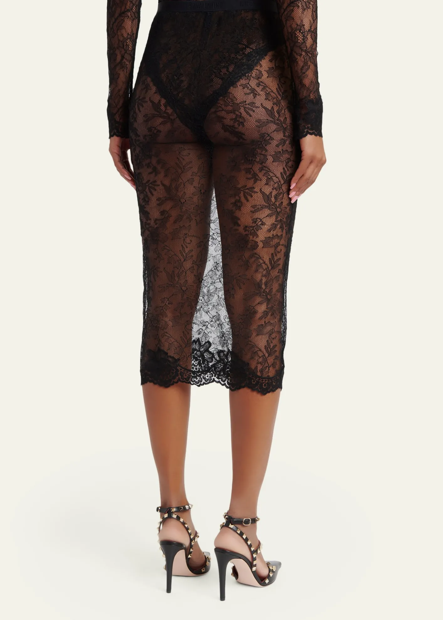 Valentino GaravaniLace Bodycon Midi-Skirt