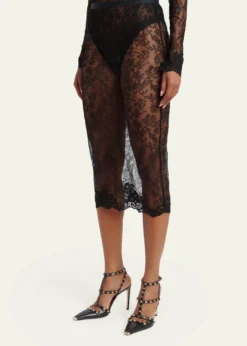 Valentino GaravaniLace Bodycon Midi-Skirt